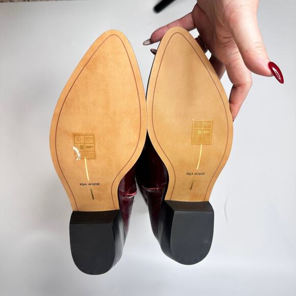 NWT Dolce Vita Mirla Extra Wide Calf Oxblood Leather Knee High Western Boots 9.5 - Picture 11 of 15